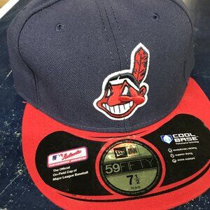 New Era Cleveland Indians Navy & Red 59FIFTY Fitted Hat 7 1/2